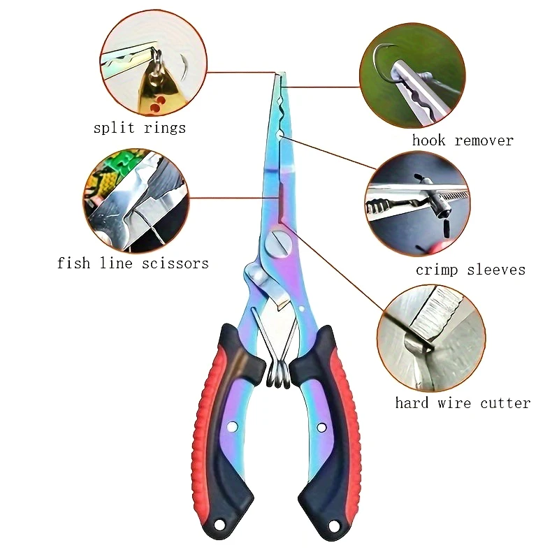 Saltwater Line - 1-teilige Salzwasser-Angelzange, Edelstahl-Multitool, gebogene Backe mit